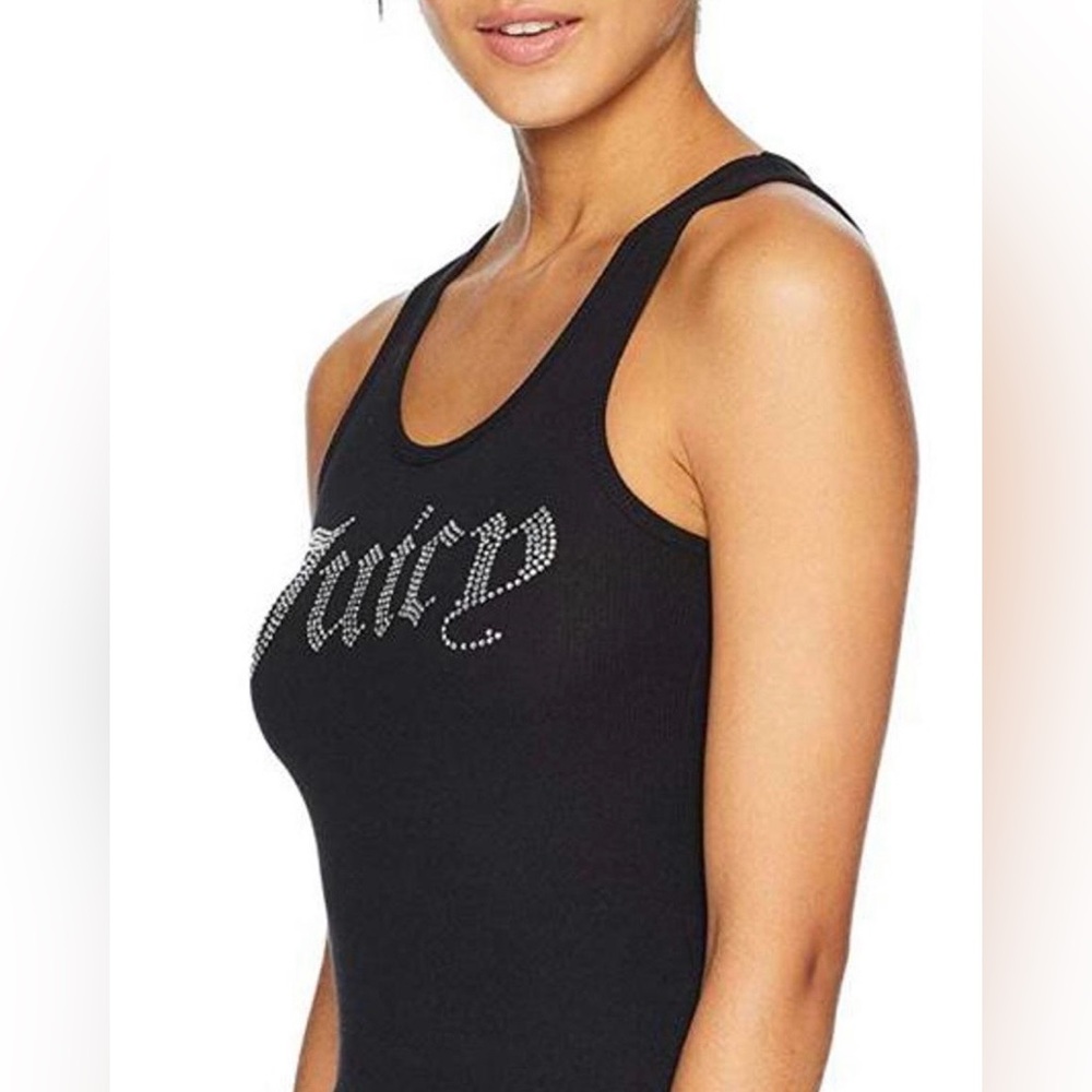 Juicy Couture Bling U Black Tank with Rhinestone Detail Size XL - Picture 2 of 6